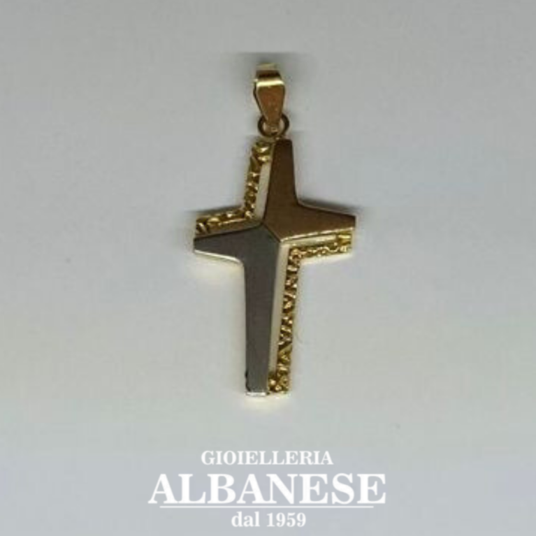 Croce in Oro Giallo e Bianco