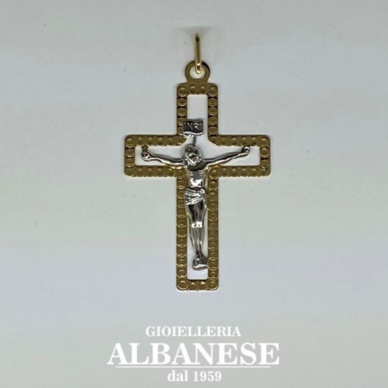 Croce in Oro Giallo e Bianco